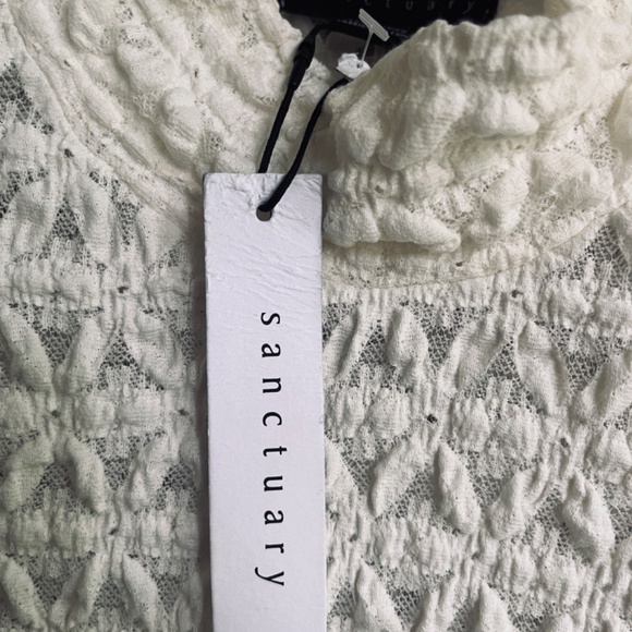 Sanctuary - Lace Mock Neck Top Ivory Size L - Picture 8 of 15